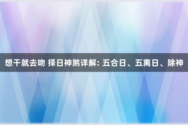 想干就去吻 择日神煞详解: 五合日、五离日、除神