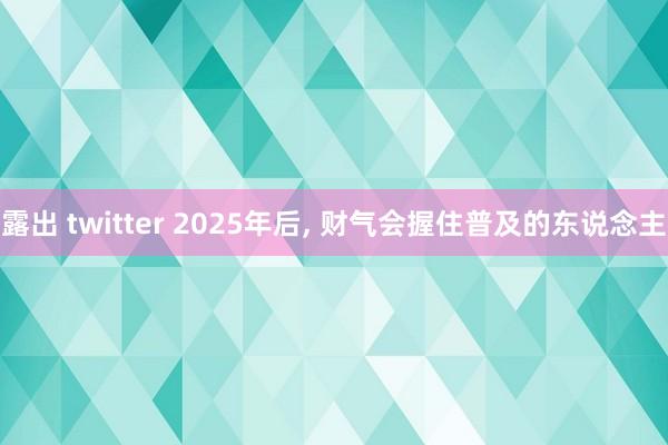 露出 twitter 2025年后, 财气会握住普及的东说念